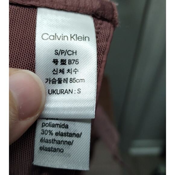 Calvin Klein NWT Size Small Pink Minimalist Micro Lace Unlined Triangle Bra - Picture 5 of 8